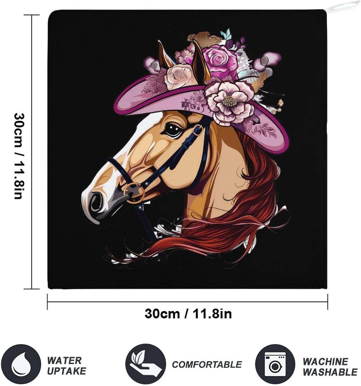 Horse Racing Fascinator Hat Hand Towels for Bathroom Kitchen Towels Small Towel Handkerchiefs with Hanging Loop 4PCS