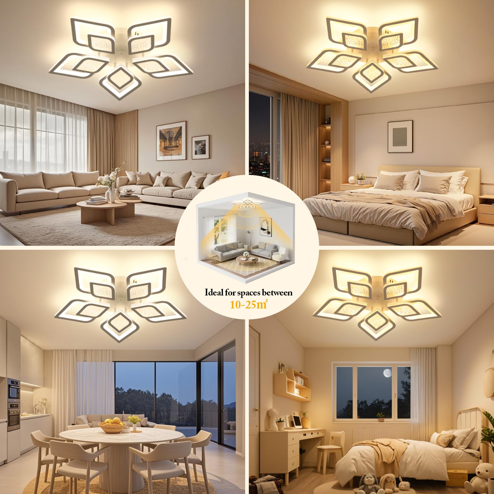 EASY EAGLE Lampara Techo Regulable: Plafon Led Techo Moderno con Mando a Distancia y APP 3000K-6500K, Luz de Techo para Salon Dormitorio Moderno, 48W 4800LM 61CM