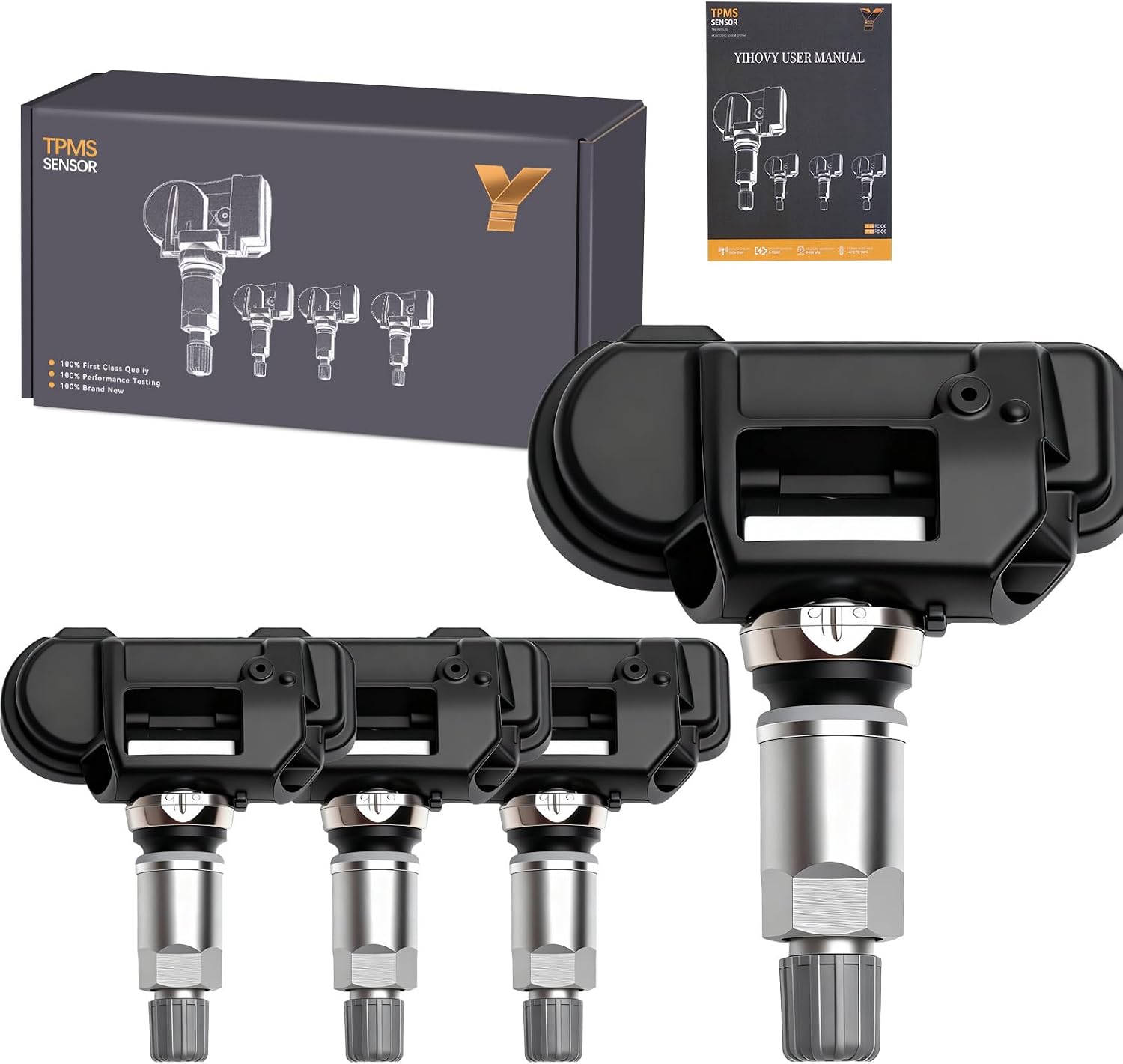 4PCS Pre-Programmed Tire Pressure Monitoring Sensor 433MHz TPMS Fit for Jeep Wrangler, Fit for Volkswagen Routan, Fit for Ram, Fit for Mercedes-Benz CL500 CLS550 E300 GL350 GLE500 ML450 SL400