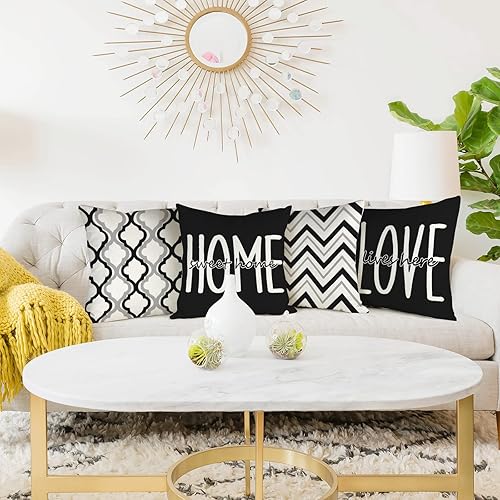 Miniatura 2 de YCOLL Juego de 4 fundas de almohada de 18 x 18 pulgadas, fundas de almohada decorativas de lino rústico, fundas de cojín cuadradas para sofá,