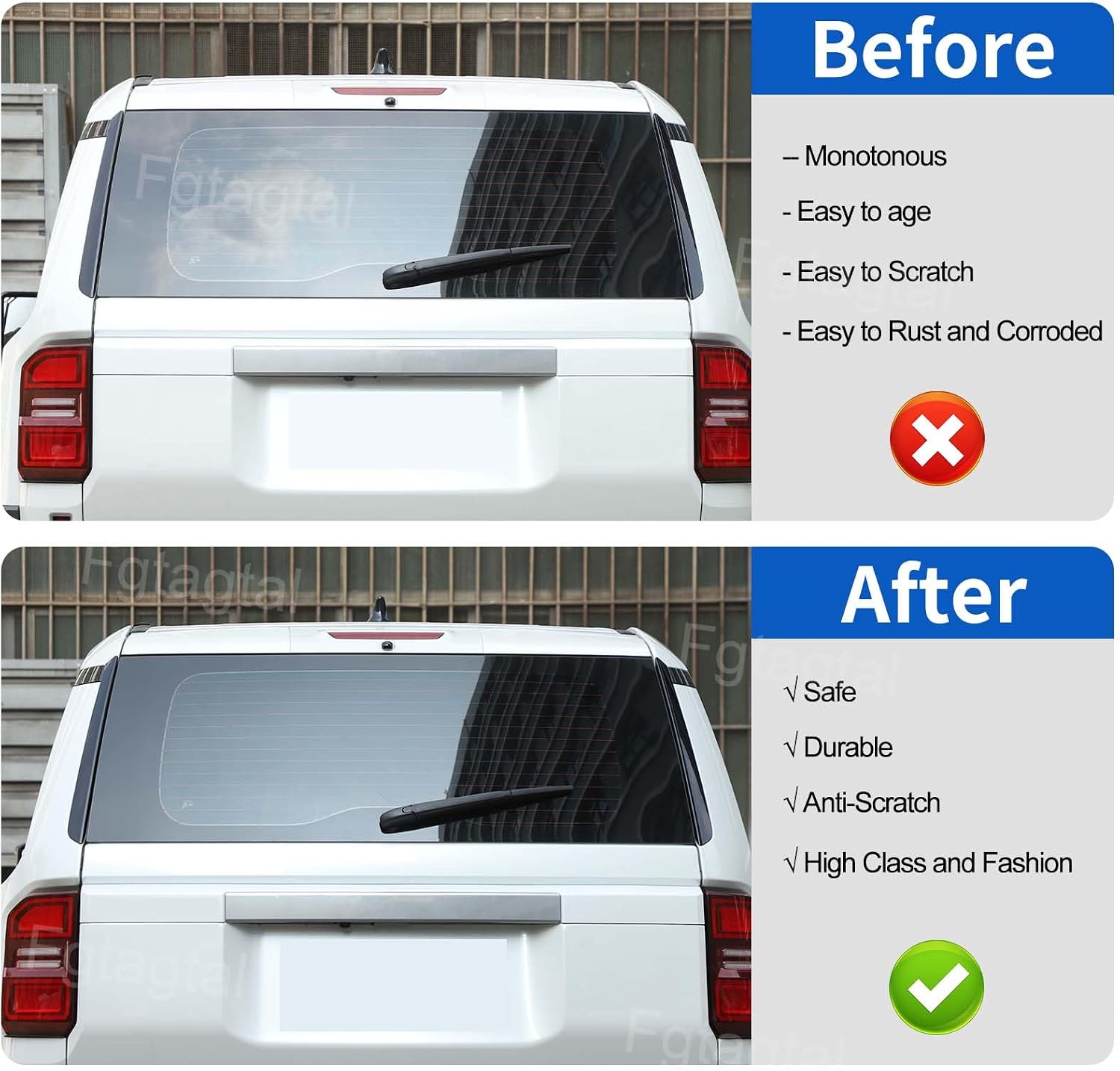 Tailgate Window Side Panel Replacement Compatible with Toyota Land Cruiser 250 Prado J250 LC250 2024-2026, ABS Rear D Pillar Side Strip Trim Protection Replacement Kit 2Pcs (Bright Black)