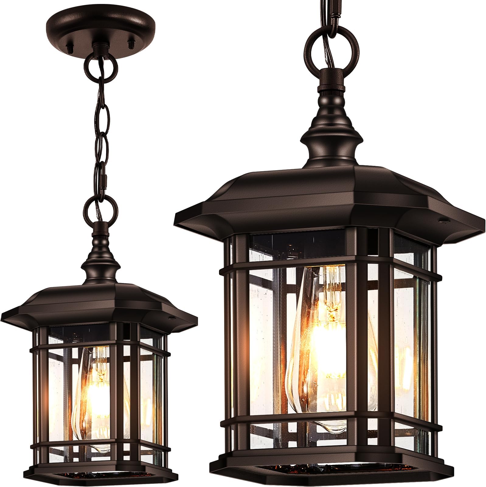 VIANIS Outdoor Pendant Light, Brown Outdoor Chandelier Sconce, Oil Rubbed Bronze Porch Lights Ceiling, Waterproof Hanging Lights for House, Patio, Garden, Anti-Rust, 100% Aluminum