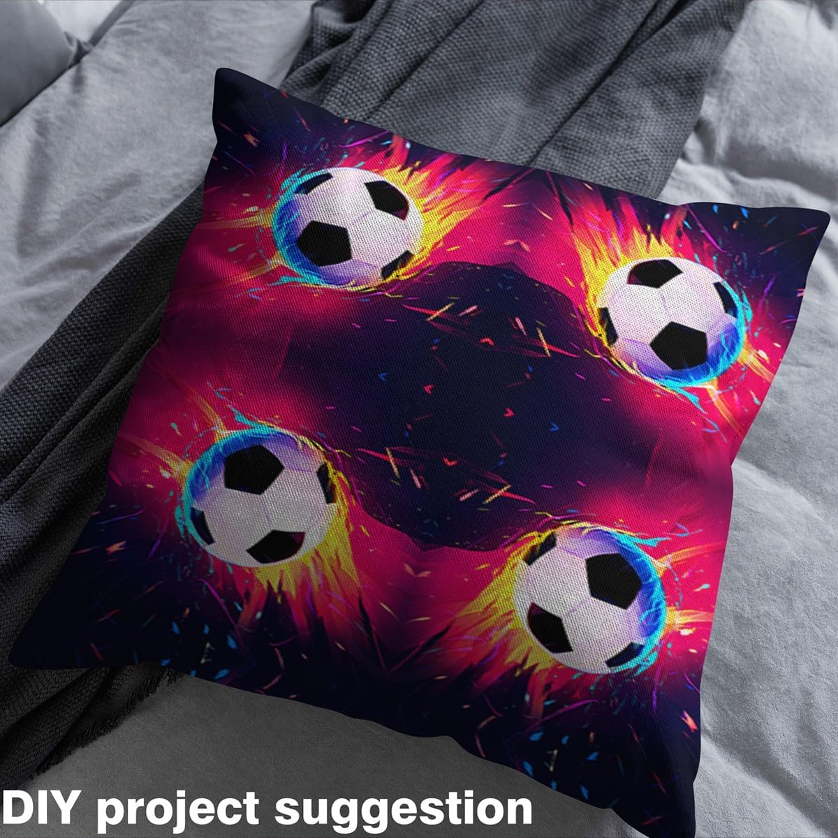 Kids Soccer Fabric by The Yard 2 Yards Ball Game Upholstery Fabric for Chairs for Boys Girls Teens Colorful Style Decorative Waterproof Outdoor Fabric Women Men Football Outdoor Fabric
