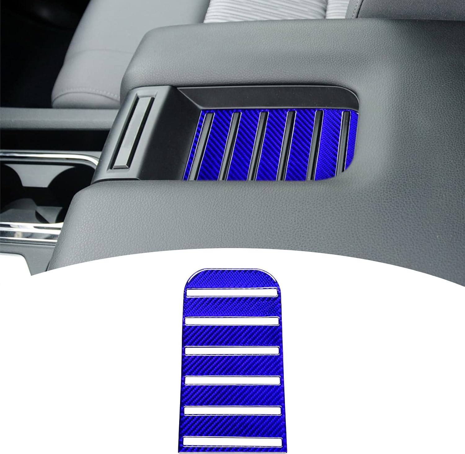 Bilisin Carbon Fiber Decoration Compatible with Toyota Center Console Armrest Box Storage Box Cover Slot Interior Accessories for Toyota Tundra 2014 2015 2016 2017 2018(Blue)