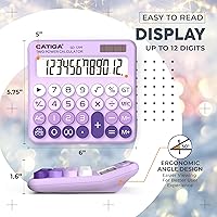 Vista 4 de CATIGA Calculadora de interruptor mecánico con energía solar y batería doble, pantalla LCD grande de 12 dígitos, calculadora de escritorio estética