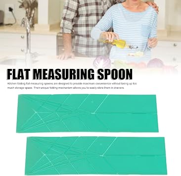 2pcs Flat Measuring Spoon, 3 in 1 Polygons Measuring Spoon, Kitchen Folding Flat Measuring Spoons, for Cooking Baking Large Size (Green)