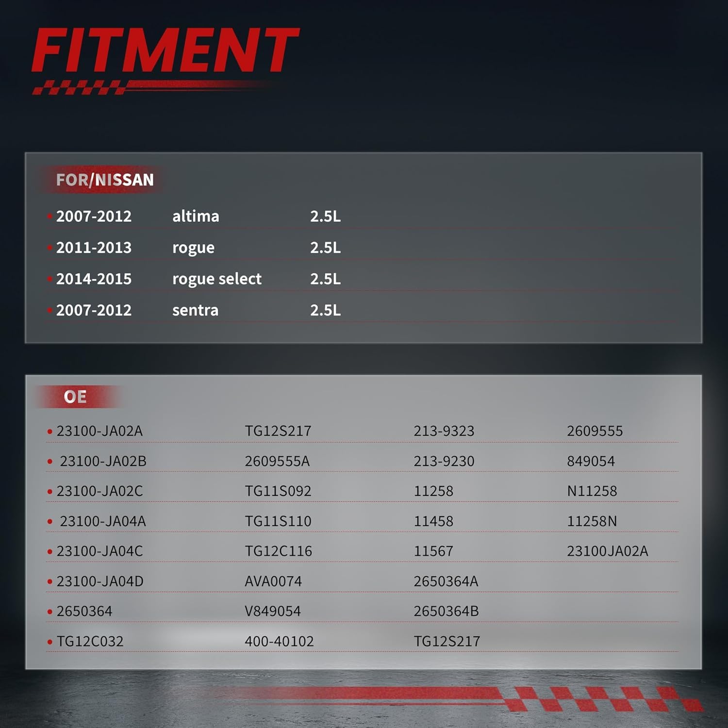 High Output Alternator For-Nissan 2007-2012 Altima 2011 2011 2013, Rouge 2014-2015 Rouge Select 2007-2012 Sentra 2.5L, OE# 23100-JA02A 11258N, 6-Groove Pulley 12V 110Amp