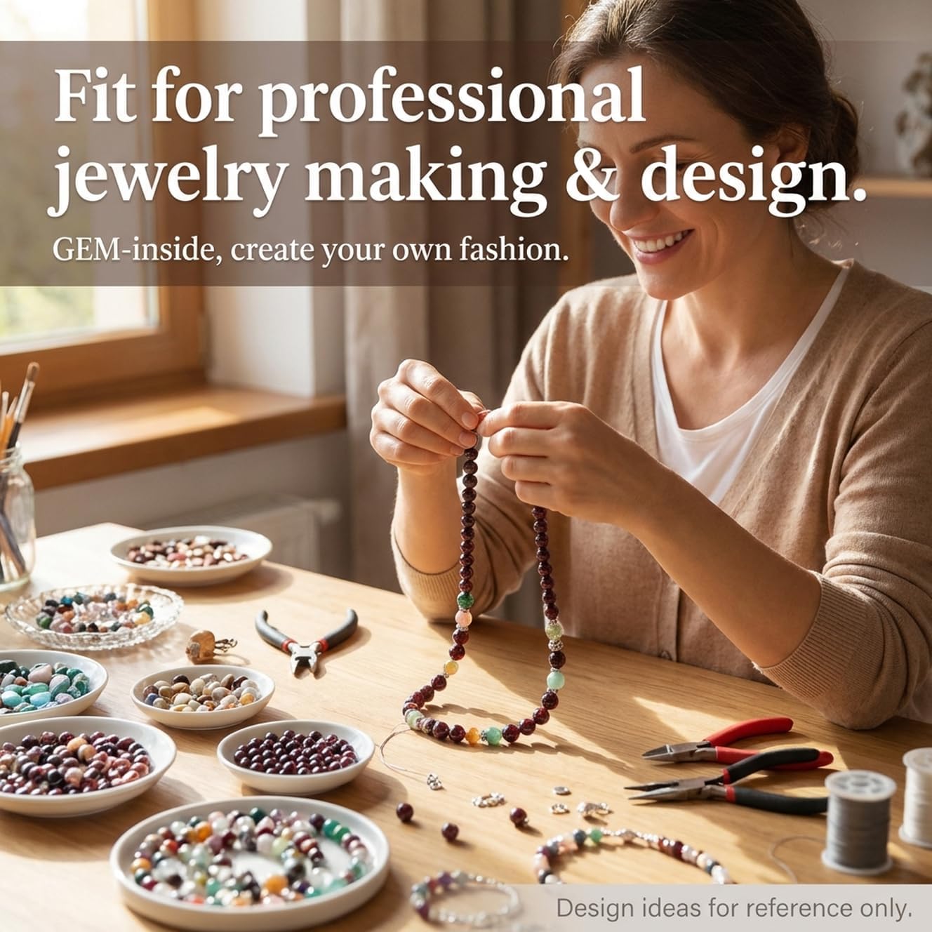 GEM-Inside Natural 8mm Dark Red Garnet Gemstone Smooth Round Stone Loose Beads Crystal Energy Stone Power for Jewelry Making 15" - Image 6