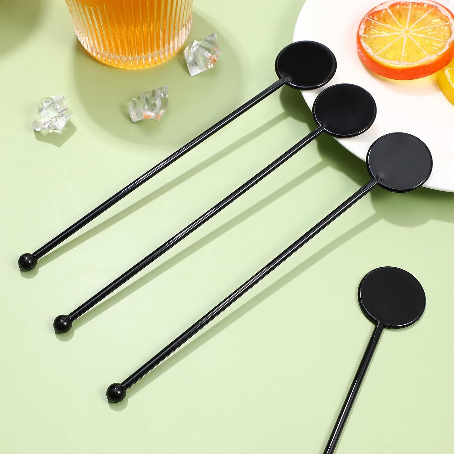 VALICLUD Coffee Stirrers Reusable Drink Stirrers Black Swizzle Sticks 7.08 Inch for Cocktails Whiskey Juice Beverage Mixing Rods for Home Bar Party Wedding