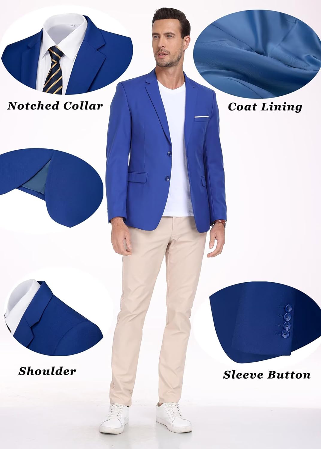 Mens Suit Jackets Casual Two Button Slim Fit Blazers Suit Separates Coat Sport Coats with Pockets for Wedding Prom Party - Image 4