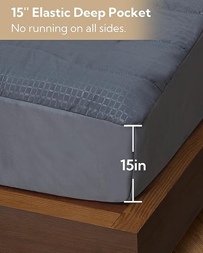 Miniatura 3 de SUNNY HEAT Protector de colchón eléctrico tamaño individual 39 x 75 pulgadas, 4 niveles de calefacción y apagado automático de 10 horas, bolsillo