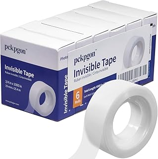 Sponsored Ad - Transparent Tape Invisible Tape Clear Tape for Office Home School Use, 3/4 x 1000 Inches, Pack of 6, Boxed,...