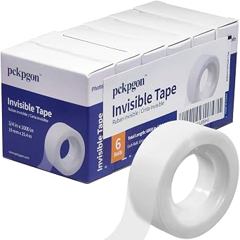 Invisible Tape Refills for Dispenser, 3/4 x 1000 Inches, 6 Boxed | Matte Finish Translucent, Invisibility, Gift Wrap Tape, Engineered for Repairing Correction and Labeling