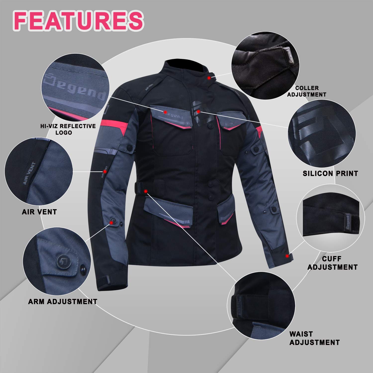 TRAVEL LADY | Motorradjacke Damen mit Protektoren [ Schulter & Ellbogen ] Motorrad Trail Jacke + Herausnehmbares Winterfutter - Homologiert