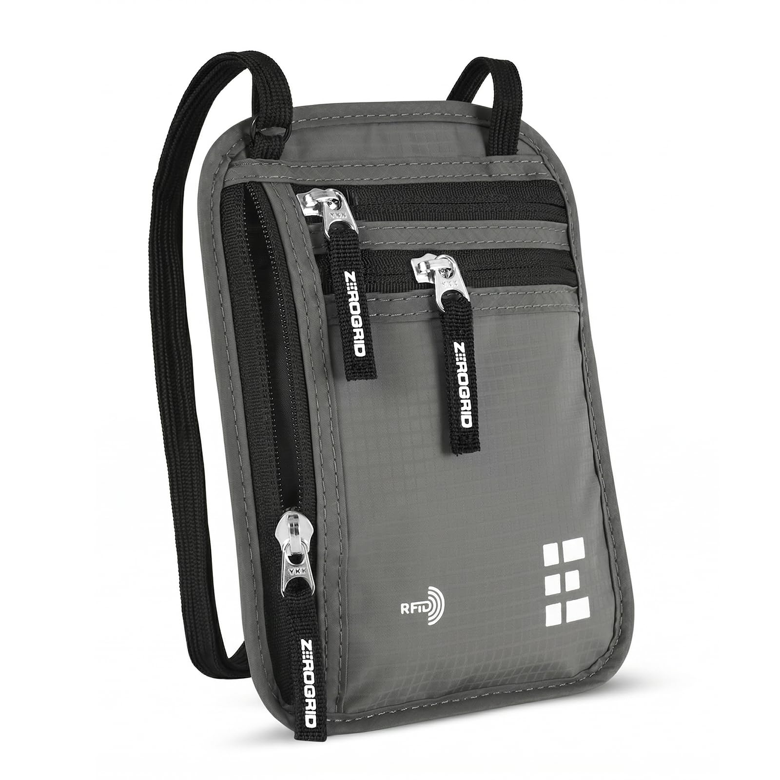 zero grid Unisex Adult Nylon Neck Wallet W/Rfid Blocking- Concealed Travel Pouch & Passport Holder (Ash)-picture-41
