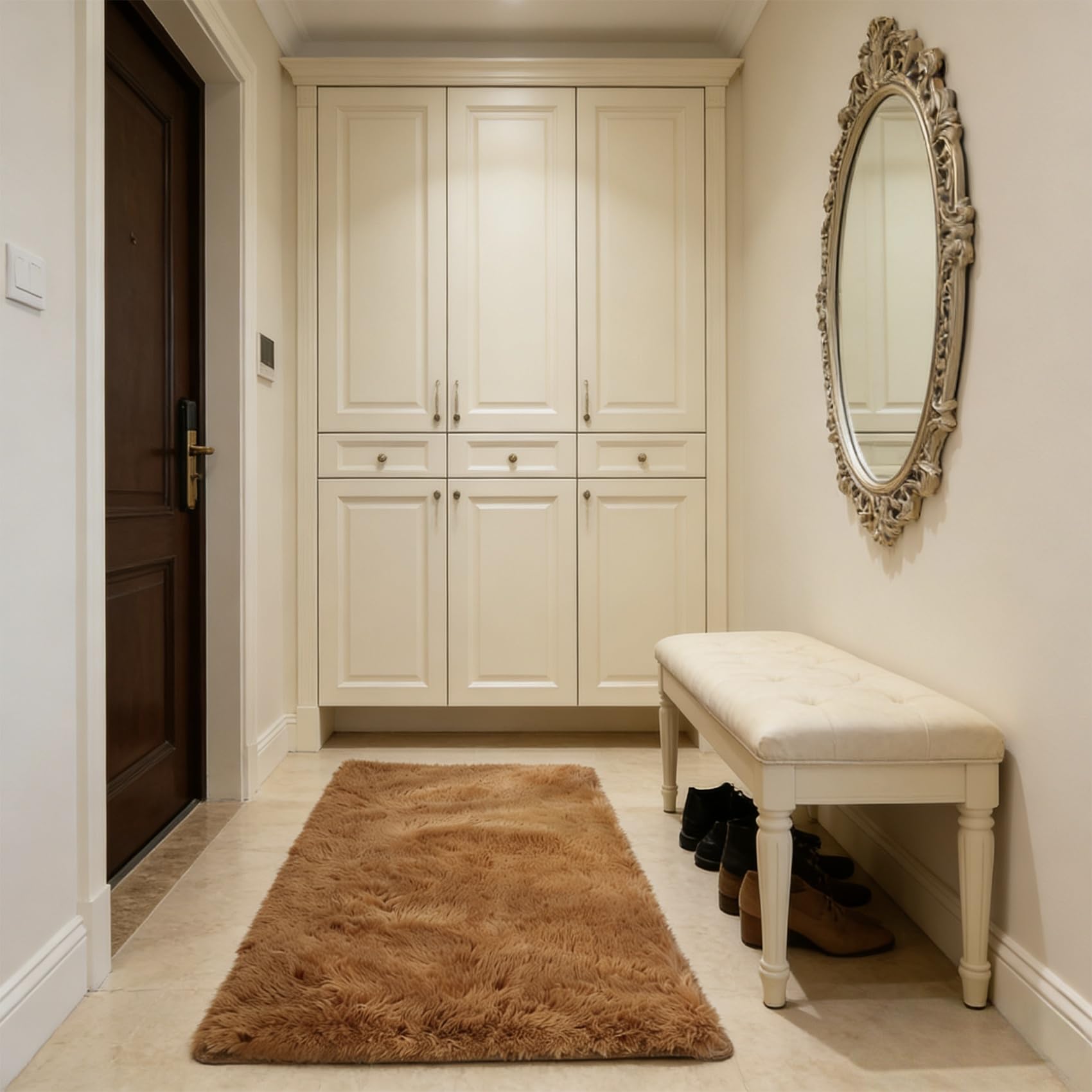 Tapis pour salon et chambre doux moderne marron pour toute la maison