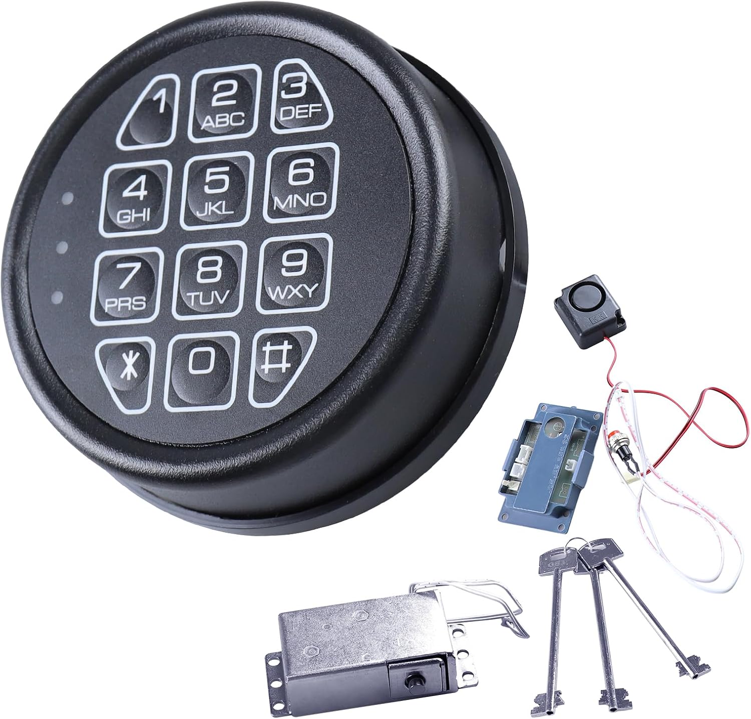 Gun Safe Lock Replacement Kit – Digital Keypad for Gun Safes & Home Security Boxes, Solenoid Lock with 2 Override Keys, 3-8 Digit Code, Easy DIY Installation, Silent Mode, Black