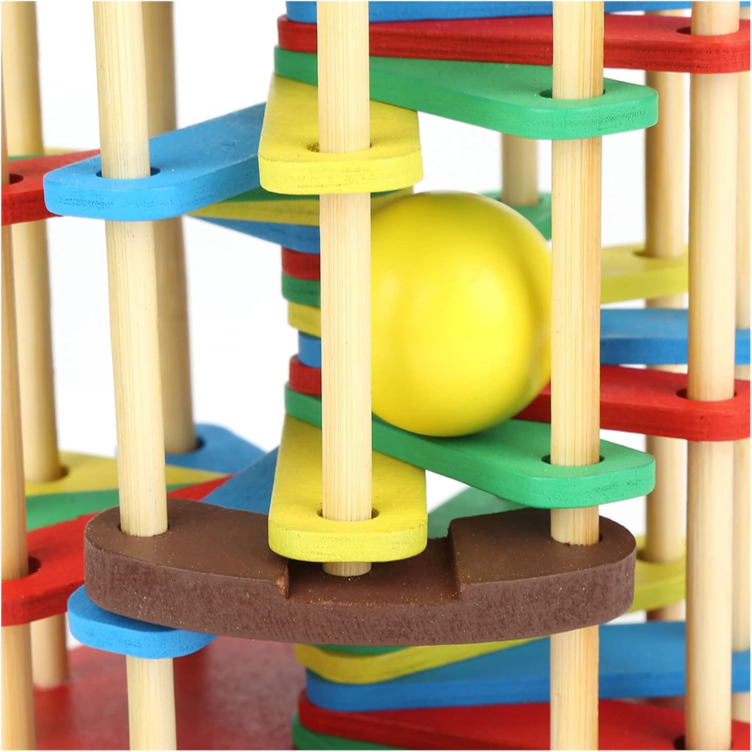 Aramox Colorful Wooden Knock Ball Ladder Toy for Kids Cognitive Development and Playful Learning Experience