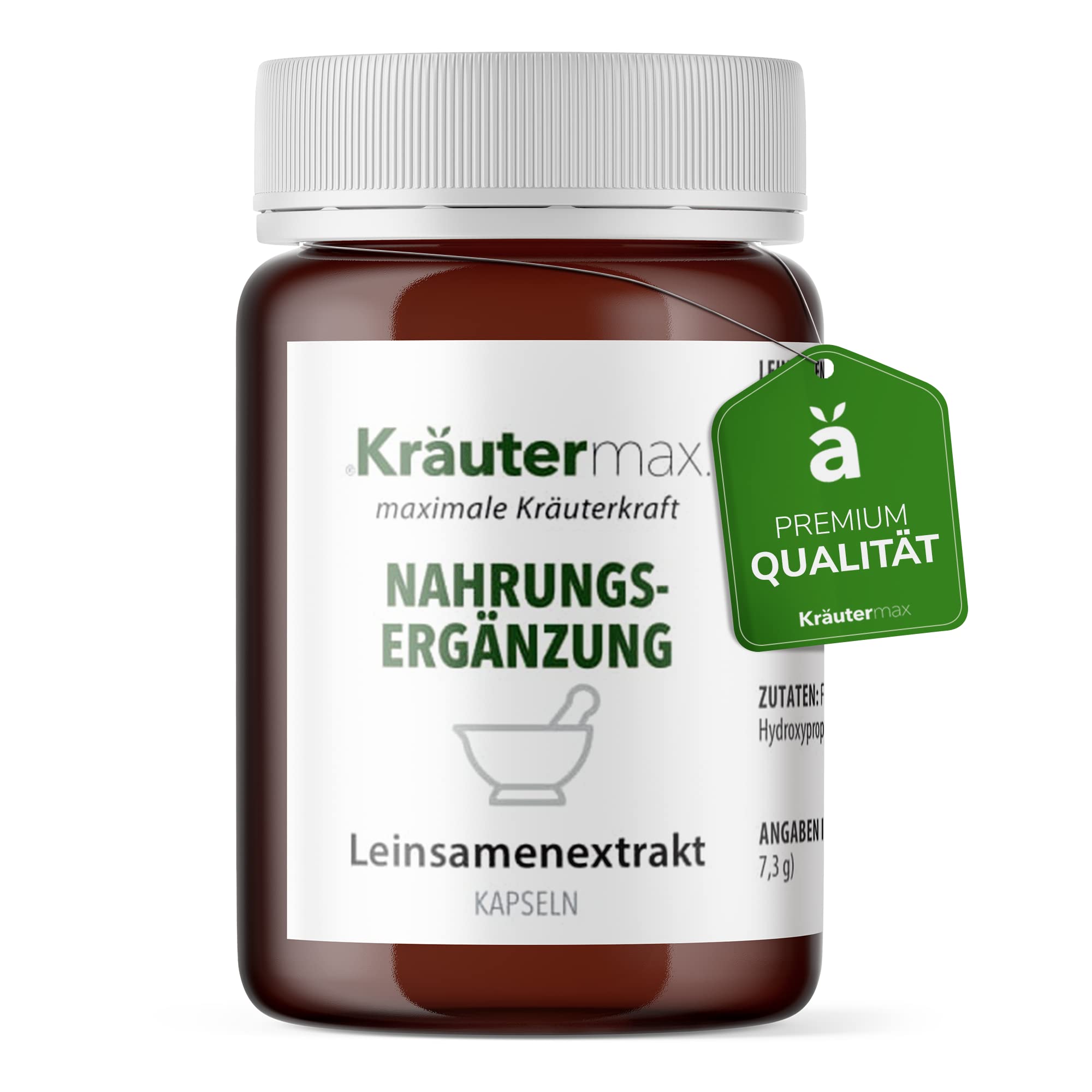 Kräutermax Leinsamen Kapseln Hochdosiert - Vegan - Pulver Linum Usitatissimum Extrakt - Glutenfrei - Leinsamenextrakt - 90 Kapseln