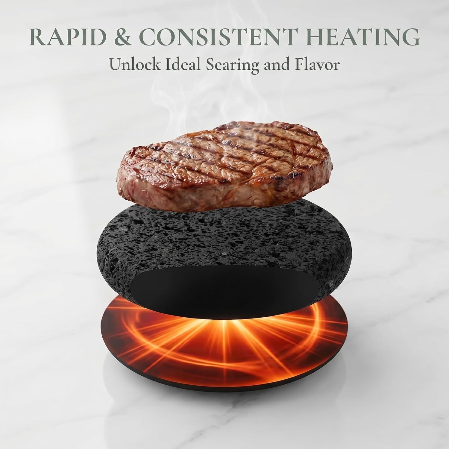Volcano Stone Cooking Tile Baking Pizza Stone Pan Lava Cooking Pan for Girll Oven Pizza Steak Seafood Vegetables 5.90 X 5.90 X 1.06 in Heat Retaining