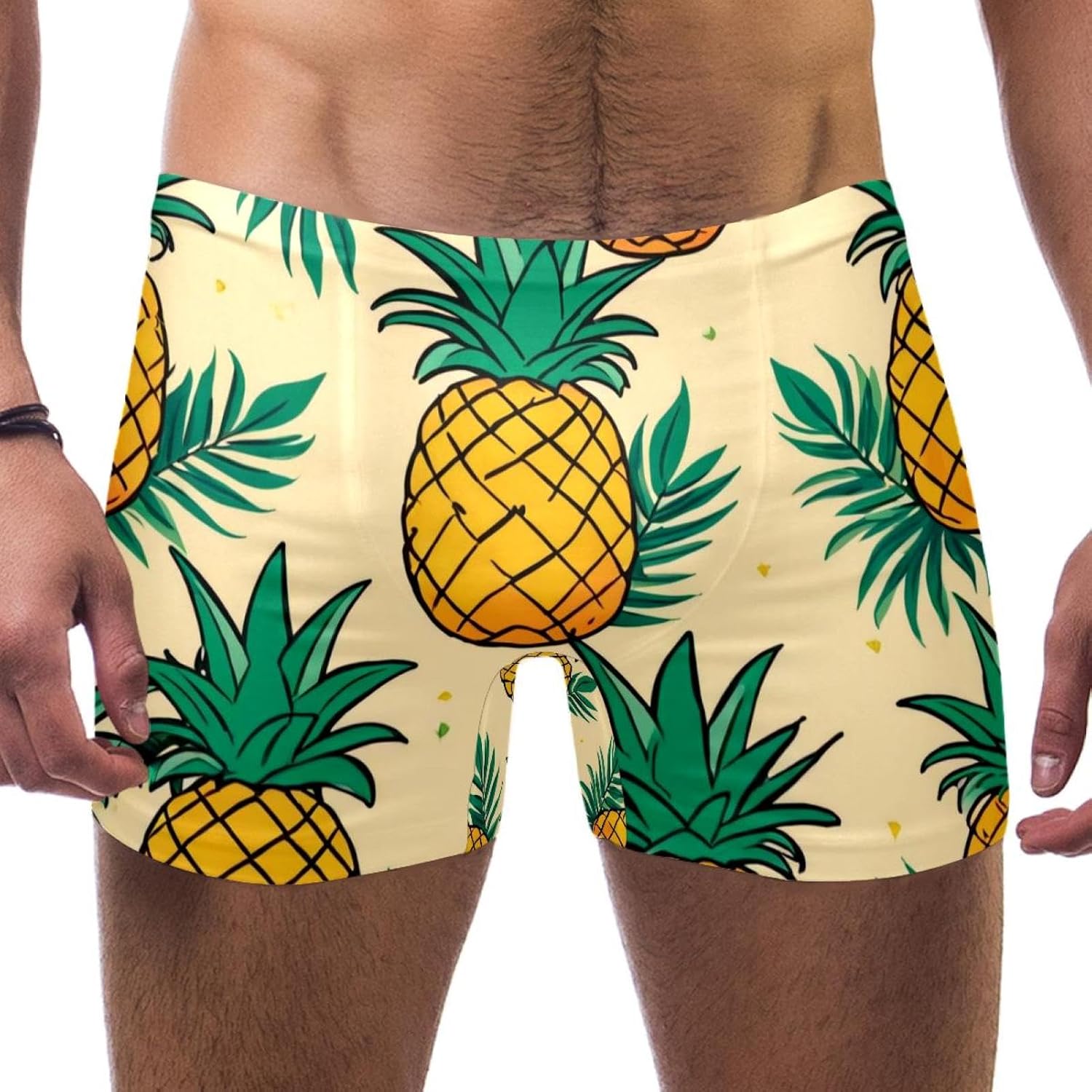 Mens Colorful Art Pineapple-561 Swim Trunks Elastic Waistband Short Mens Bathing Suit, S,