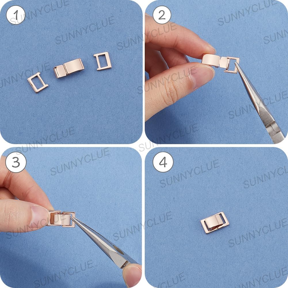 SUNNYCLUE 1 Box 8 Sets 16mm Brass Fold Over Clasps Folding Clasp Extender Metal Gold Silver Necklace Extension Fastener Foldover Clasps Bulk for Jewelry Making Bracelets Necklaces Women DIY Craft - Image 3