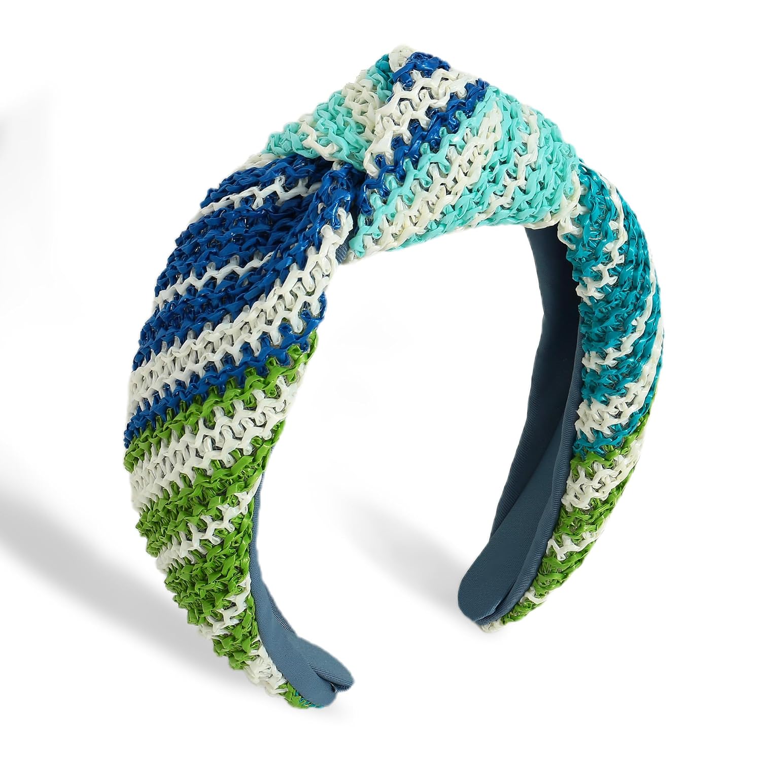 Straw Light Blue Headbands For Women With Knotted Design Summer Wide Hair Bands Unique Beach Accessories Boho Fashion Headbands Trendy Hair Accessories Gift