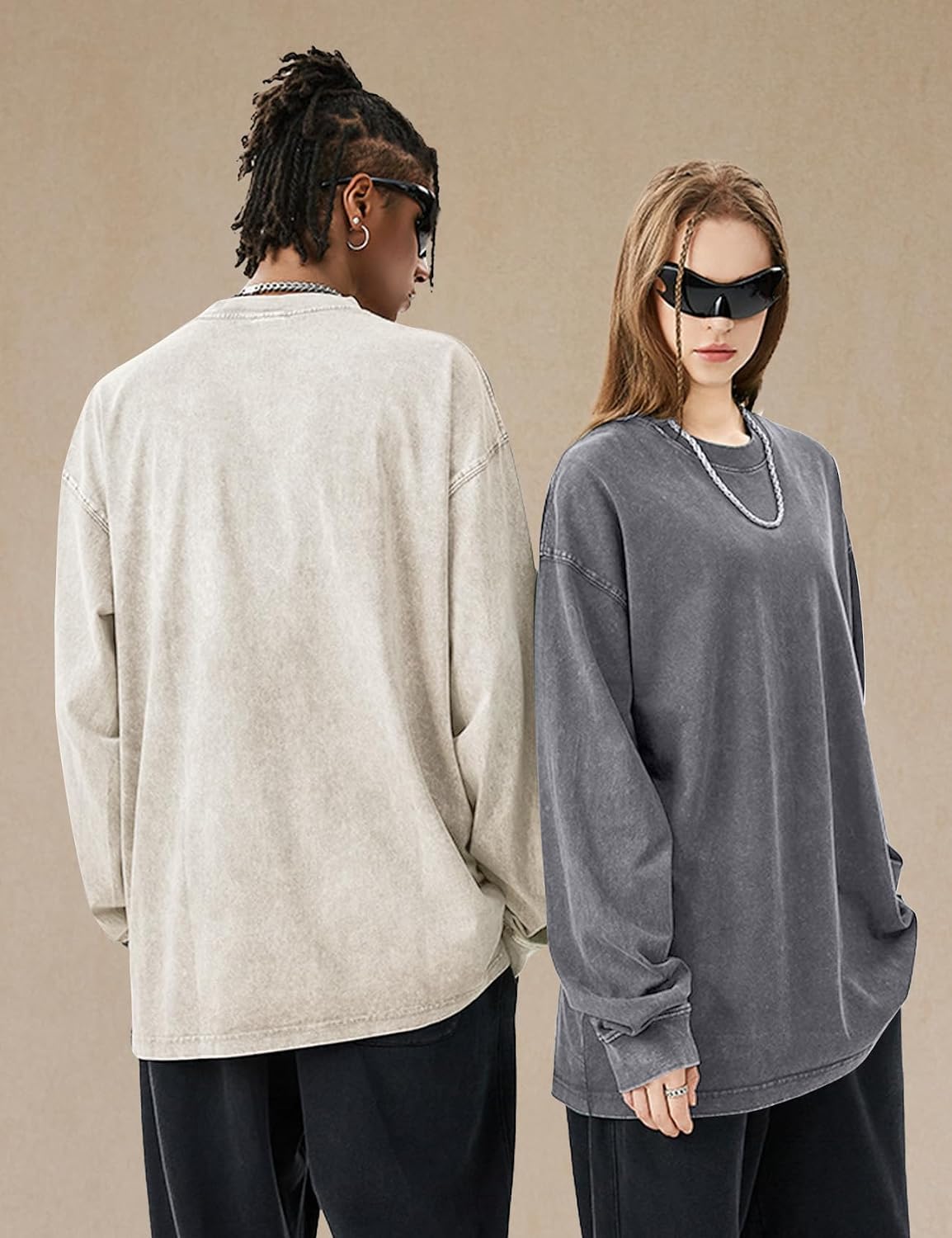 Kissonic Mens Oversized T-Shirts Cotton Long Sleeve Shirts Baggy Sweatshirt image 3