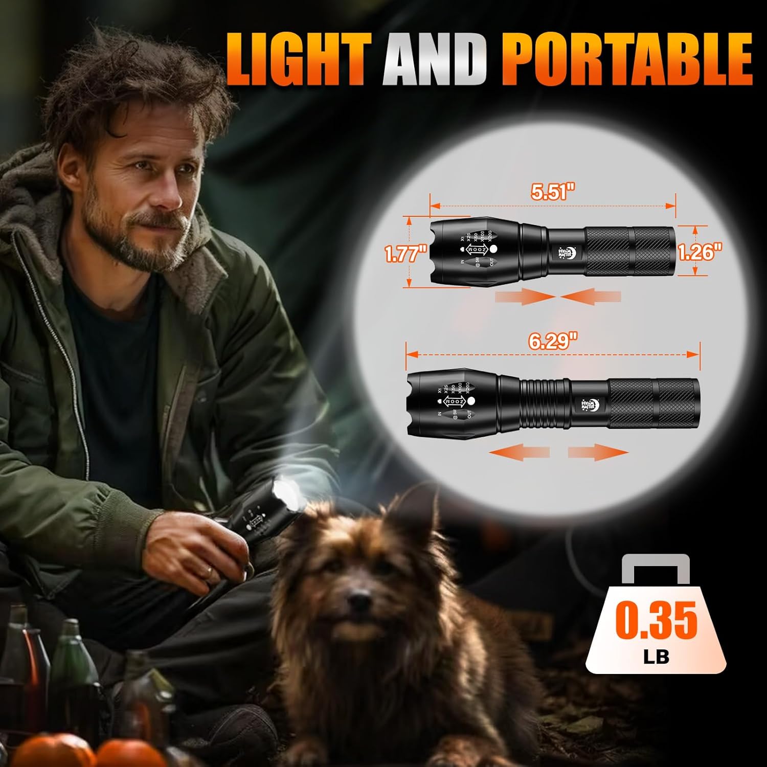 Dream Master Stocking Stuffers Men,2 Pack LED Flashlights High Lumens with 6 AAA Batteries,5 Modes Mini Waterproof Tactical Bright Flashlight Camping Hiking,Mens Gifts Christmas,Gifts Men Dad