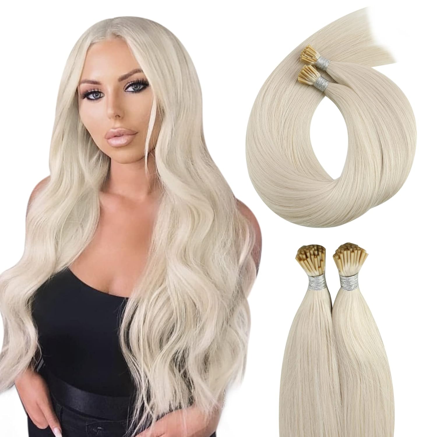Moresoo Itip Hair Extensions Platinum Blonde I Tip Cold