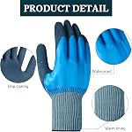 12 Pairs Waterproof Work Gloves, Double Coated Working Gloves Non-slip Working Gloves Bulk, Work Gloves with Grip for Gardening Car Cleaning Fishing
