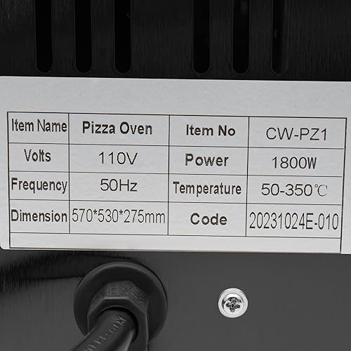 Miniatura 9 de Horno de pizza eléctrico para interiores, portátil, para encimera, horno de pizza versátil comercial con piedra de losa de 1800 W, 110 V, máquina de