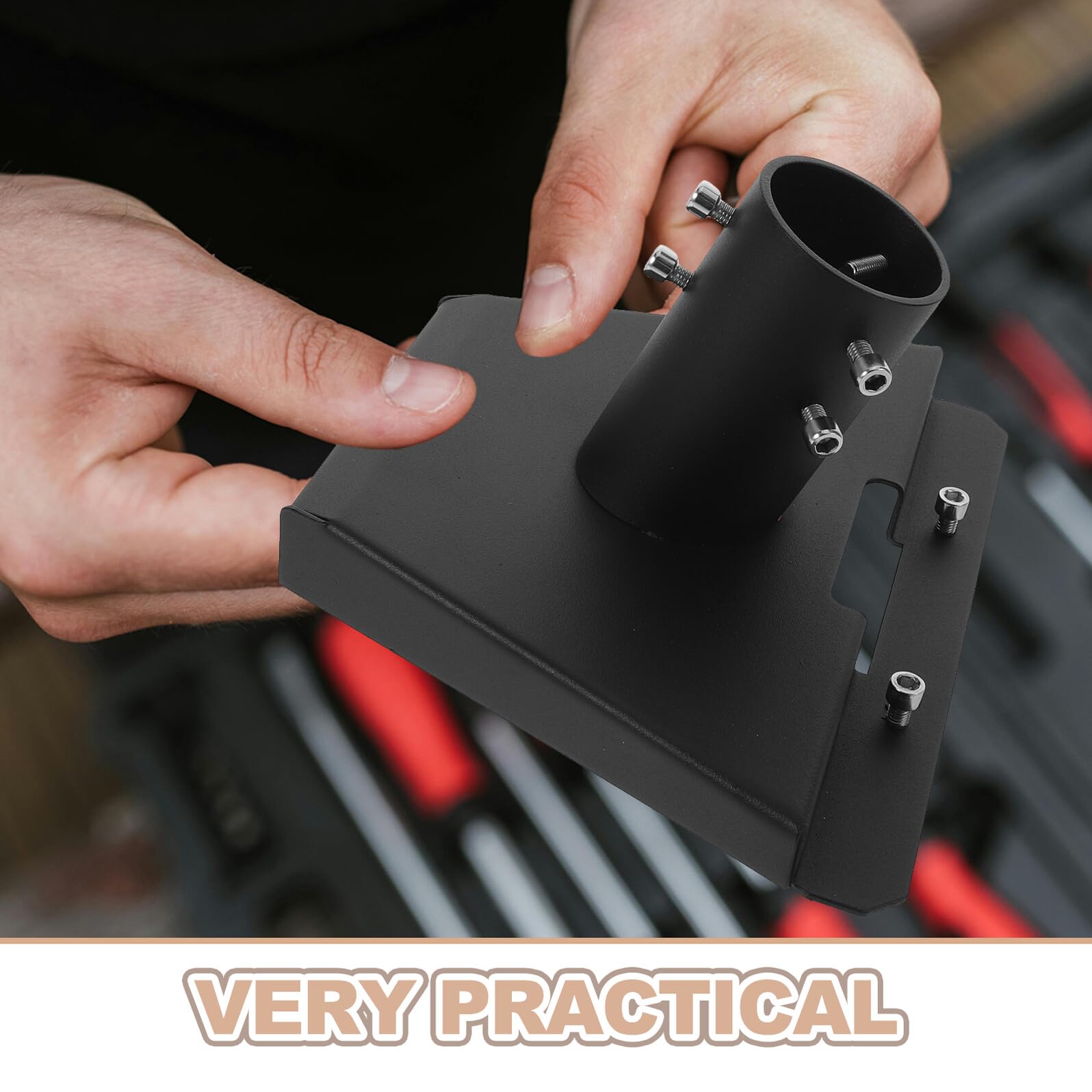 Staffa Antenna Mini in Ferro Nero per Installazione Sicura su Palo Metallico da 28mm a 54mm, Resistente alle Intemperie, per Montaggio a Parete o Tetto