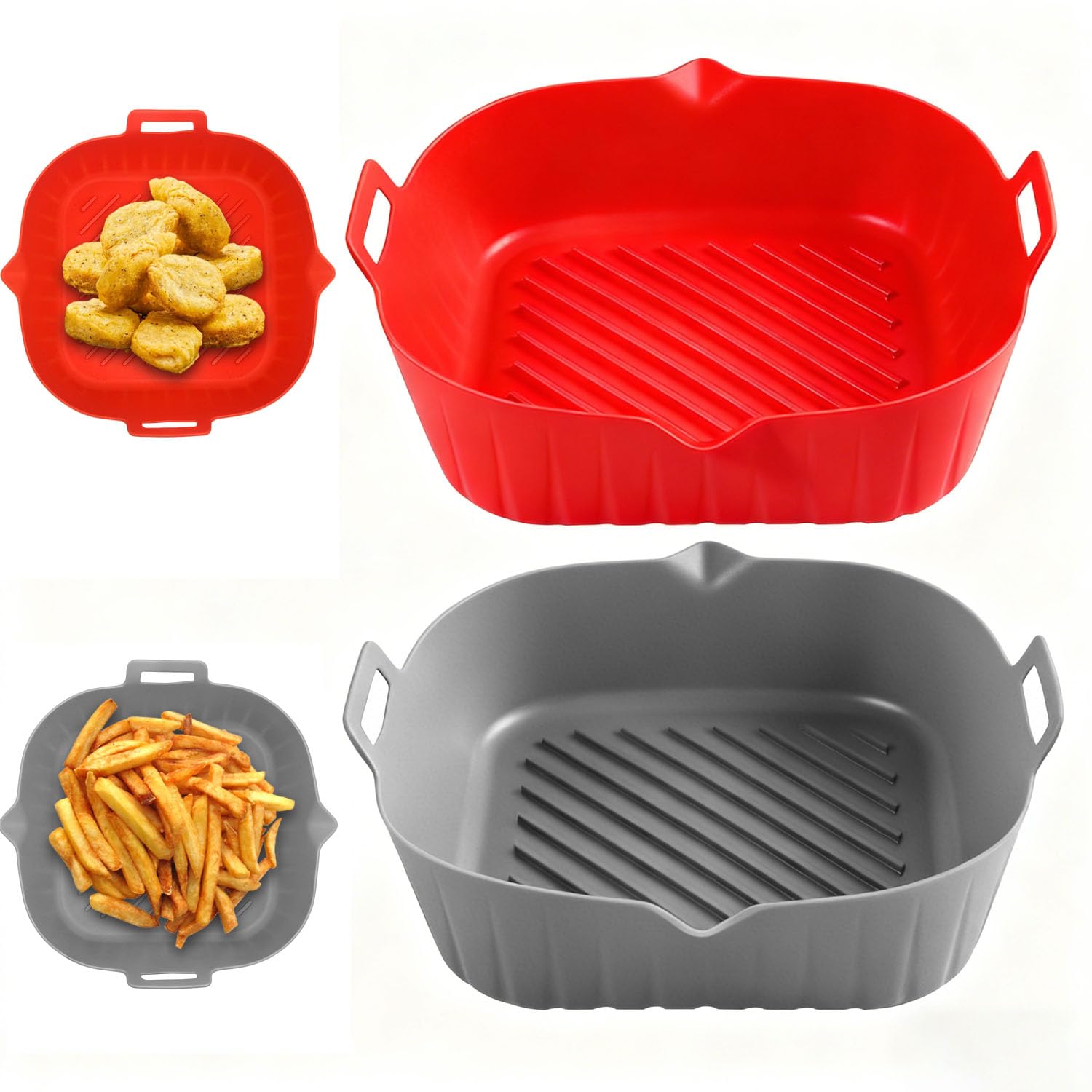 2 Pack Air Fryer Liners 7 Inch Silicone Airfryer Liners Heavyweight and thickened Air Fryer Liners for 3