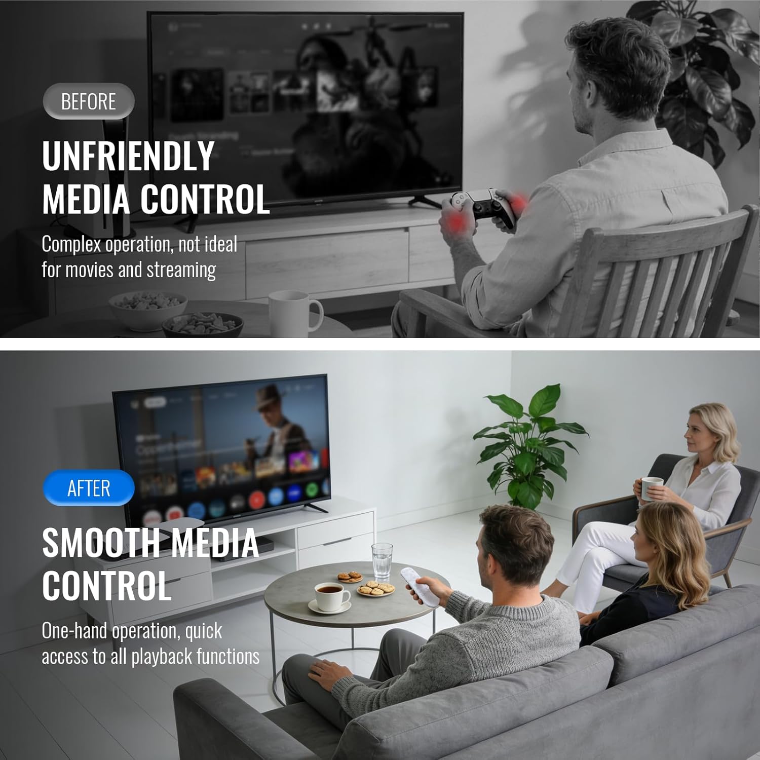 Media Remote Control Compatible with PlayStation 5,Gaming Remote for PS5 with TV Power/Volume Controls, Dedicated Streaming Buttons(Not Include Batteries)