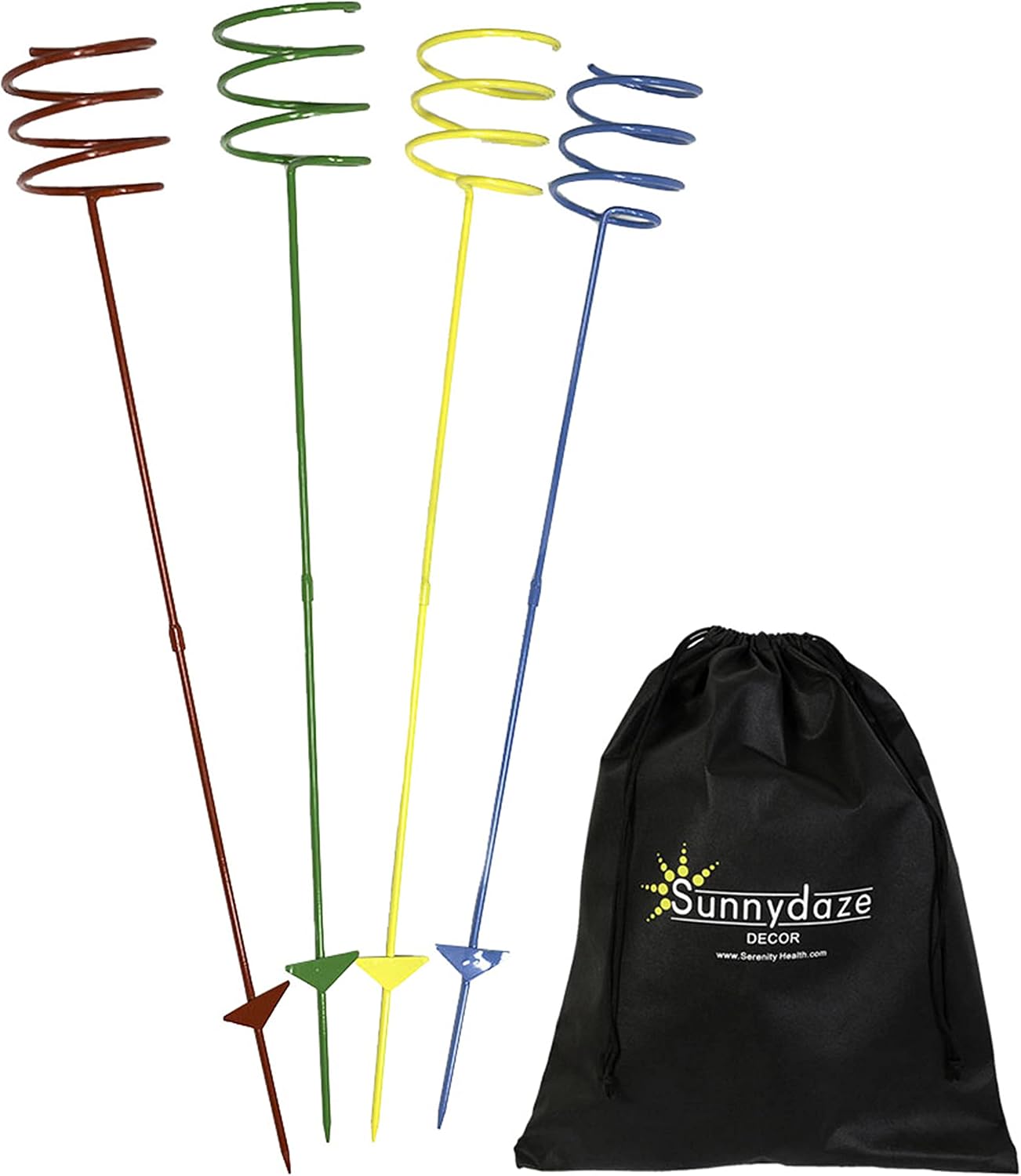 Sunnydaze Outdoor Yard Drink Holder Stakes, Heavy Duty, Set of 4, Multi Colored