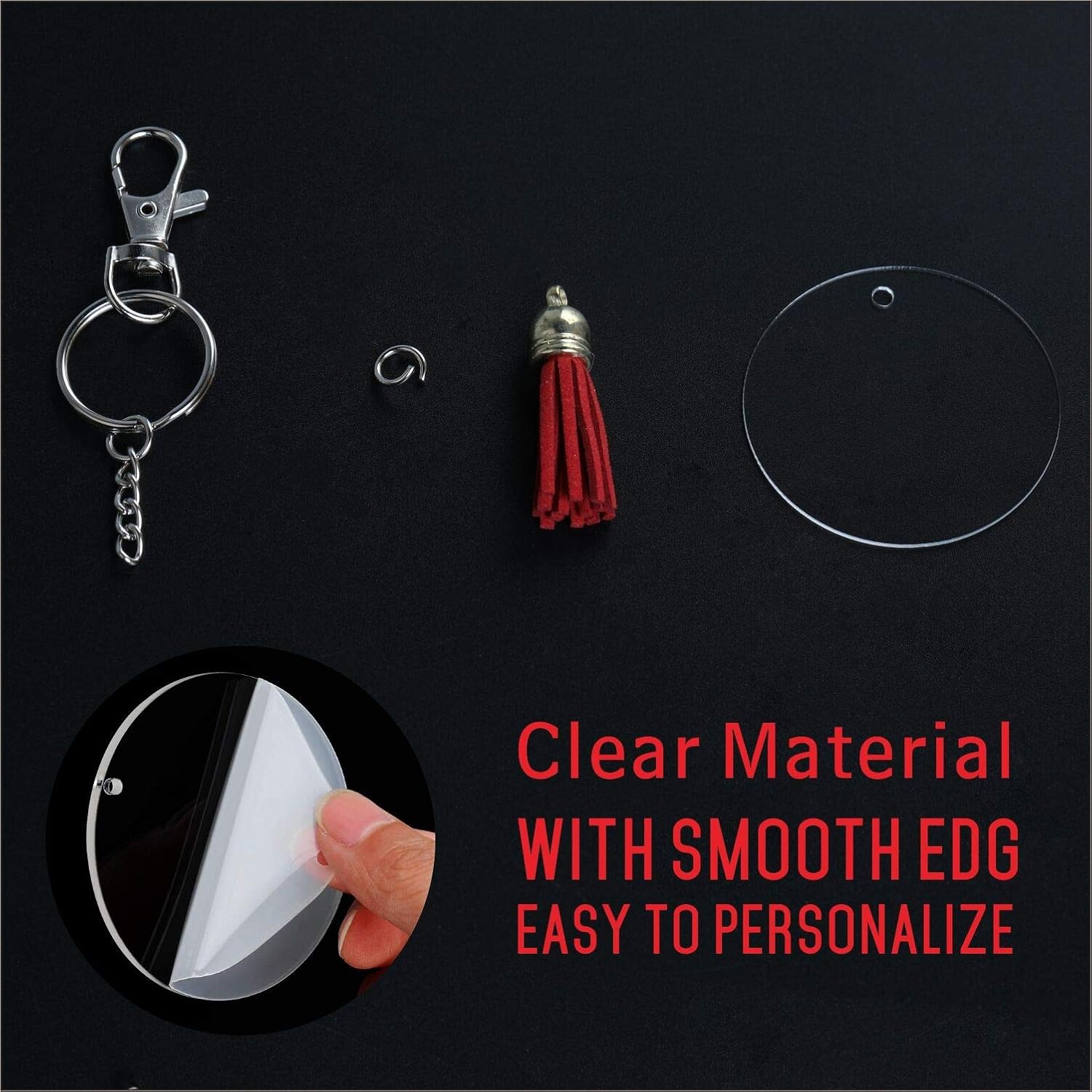 114Pcs Acrylic Keychains Blanks for Vinyl Kit, 30pcs 2 Inch Acrylic Blanks Christmas Ornaments,,20 Pcs Key Chain Rings, 20Pcs Key Hooks, Keychain Tassels Jump Rings for DIY Keychain Vinyl Crafting