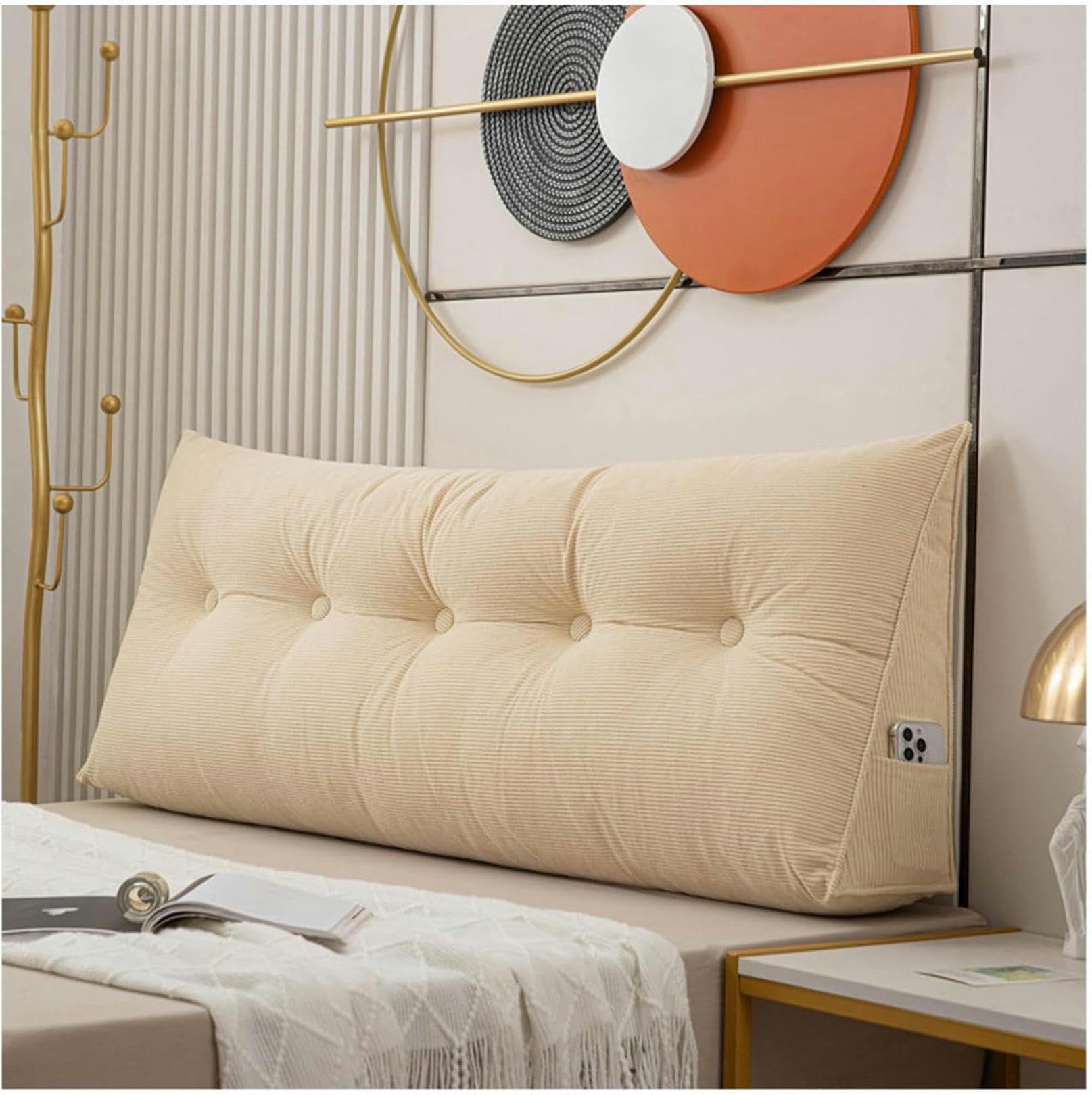 Coussin de corps double triangulaire pour soulager le dos au lit