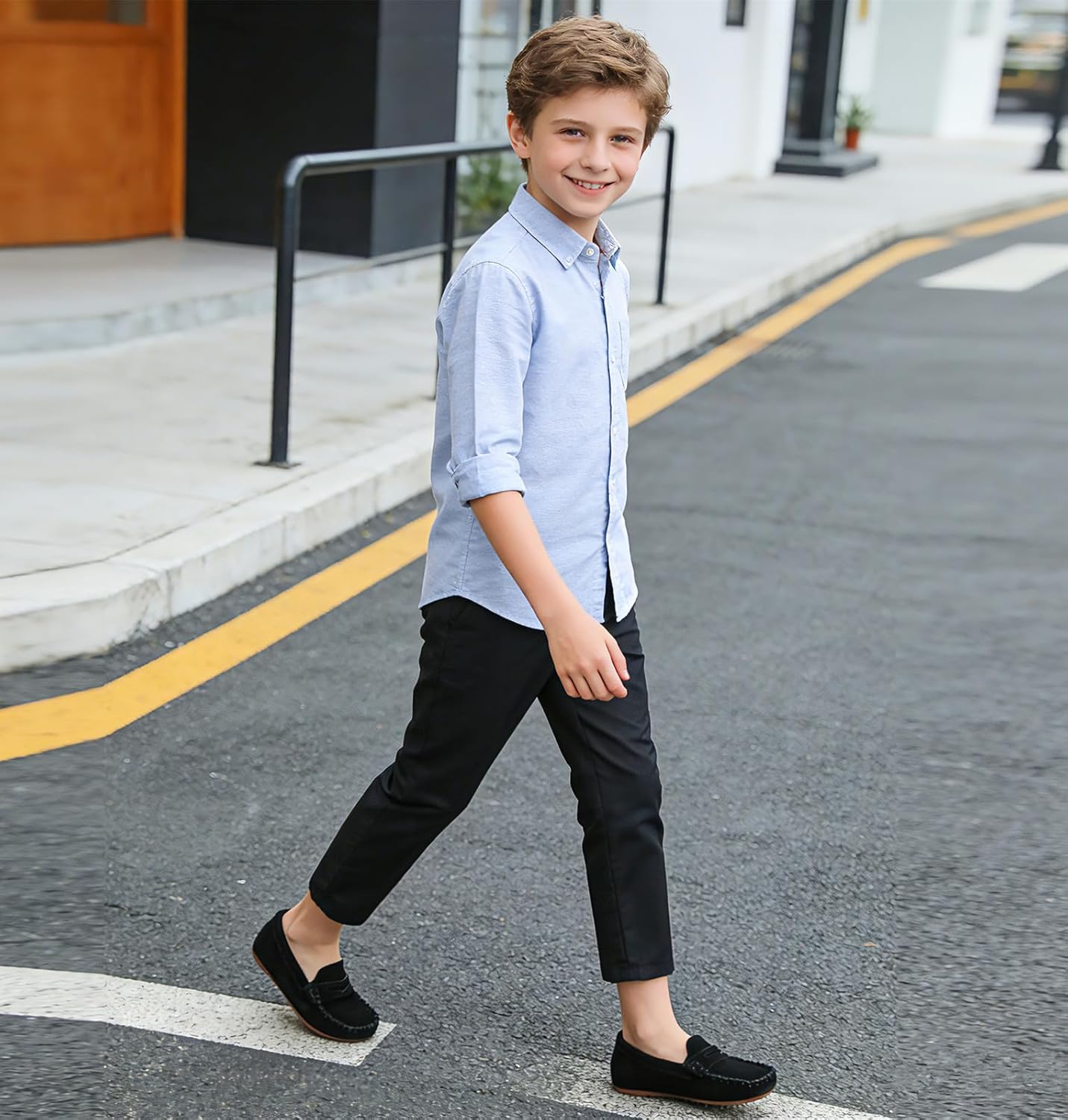 DADAWEN Kids' Soft Suede Slip On Loafers - Image 3