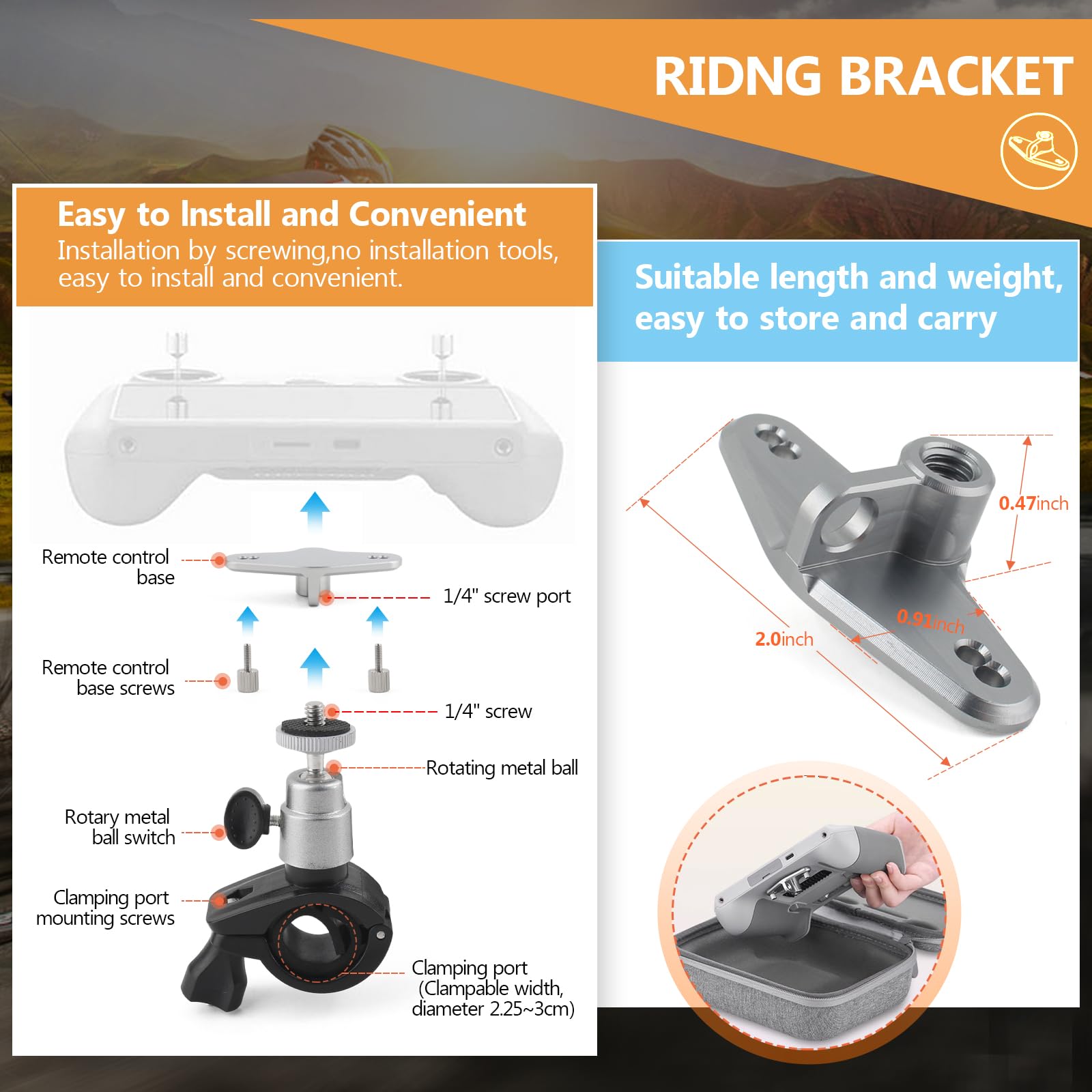 pour Rc Rc2 Support de Montage de Vélo pour Mini 3/Mini 3 Pro Support de Vélo pour Contrôleur pour DJI Air 3/Mini 4 Pro Télécommande