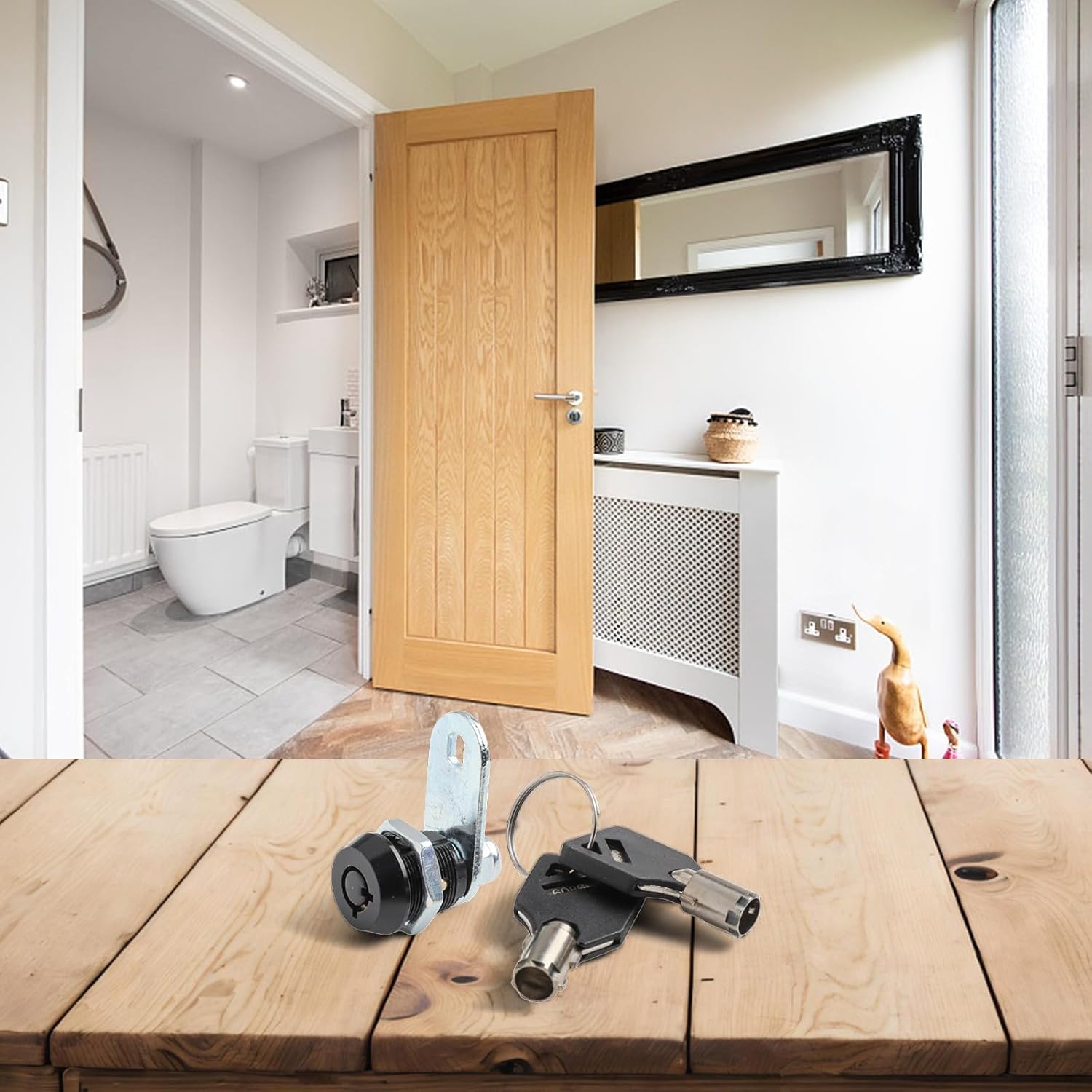 17mm Tubular Cam Lock for Cabinets, Desks, Drawers, Mailboxes and Toolboxes, Zinc Alloy Furniture Lock with 2 Keys, Reversible Stop Cam, 90 Degree Turn