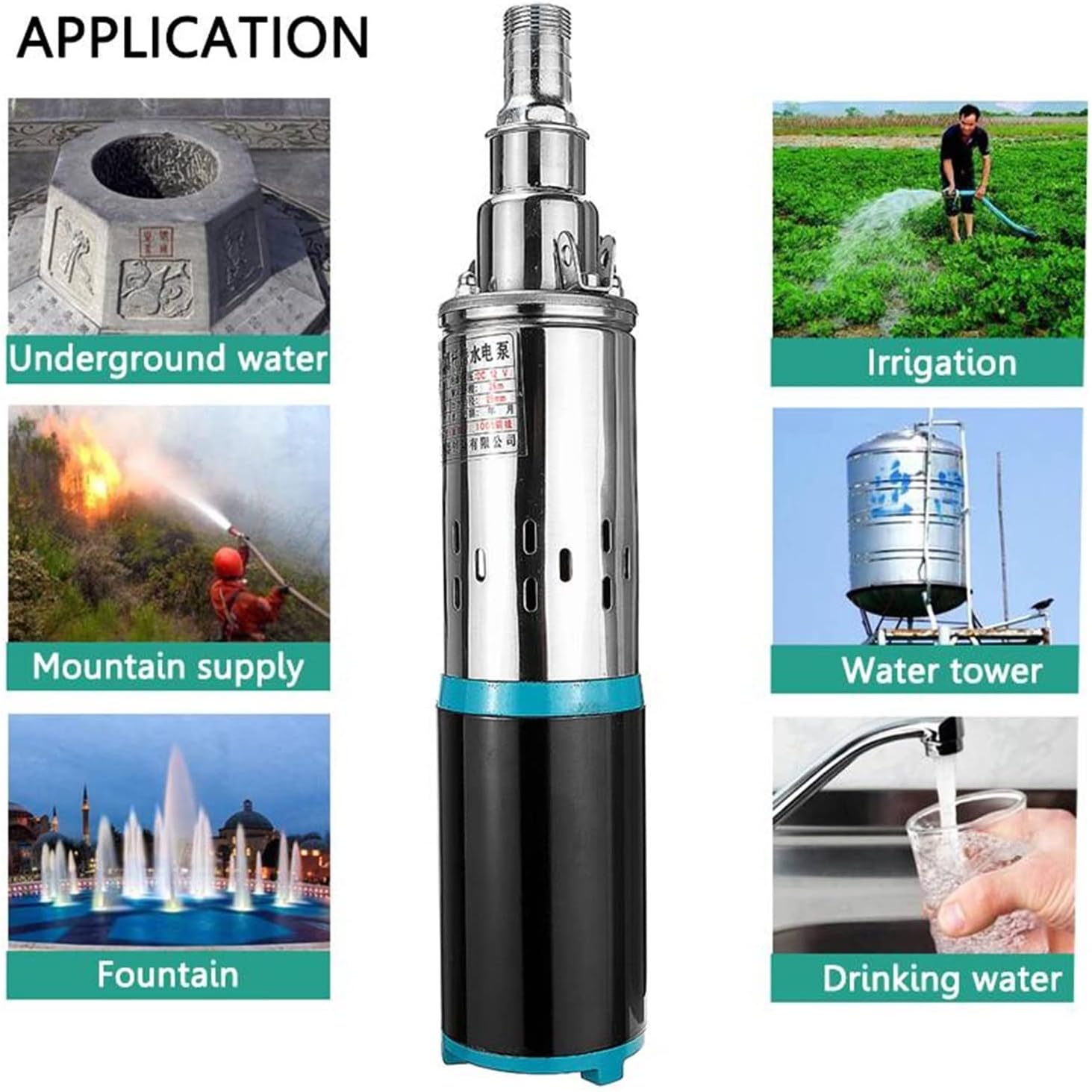 Mini Submersible Portable Electric Water Pump 12V 24V High Lift 25m Solar Water Pump 180W Deep Well Pump DC Screw Submersible Pump For Garden Home Agricultural Irrigation(12V)