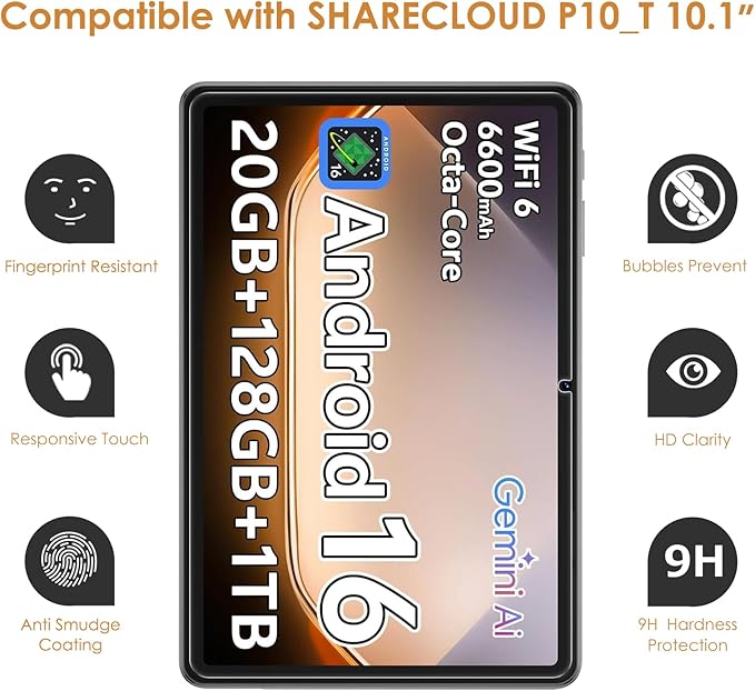 Hianjoo 2 Pack Protector de Pantalla de Vidrio Templado Compatible con SHARECLOUD P10_T P10C miniatura 2