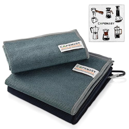 CAFEMASY Barista Cleaning Towel with Hook Set Pack of 3pcs