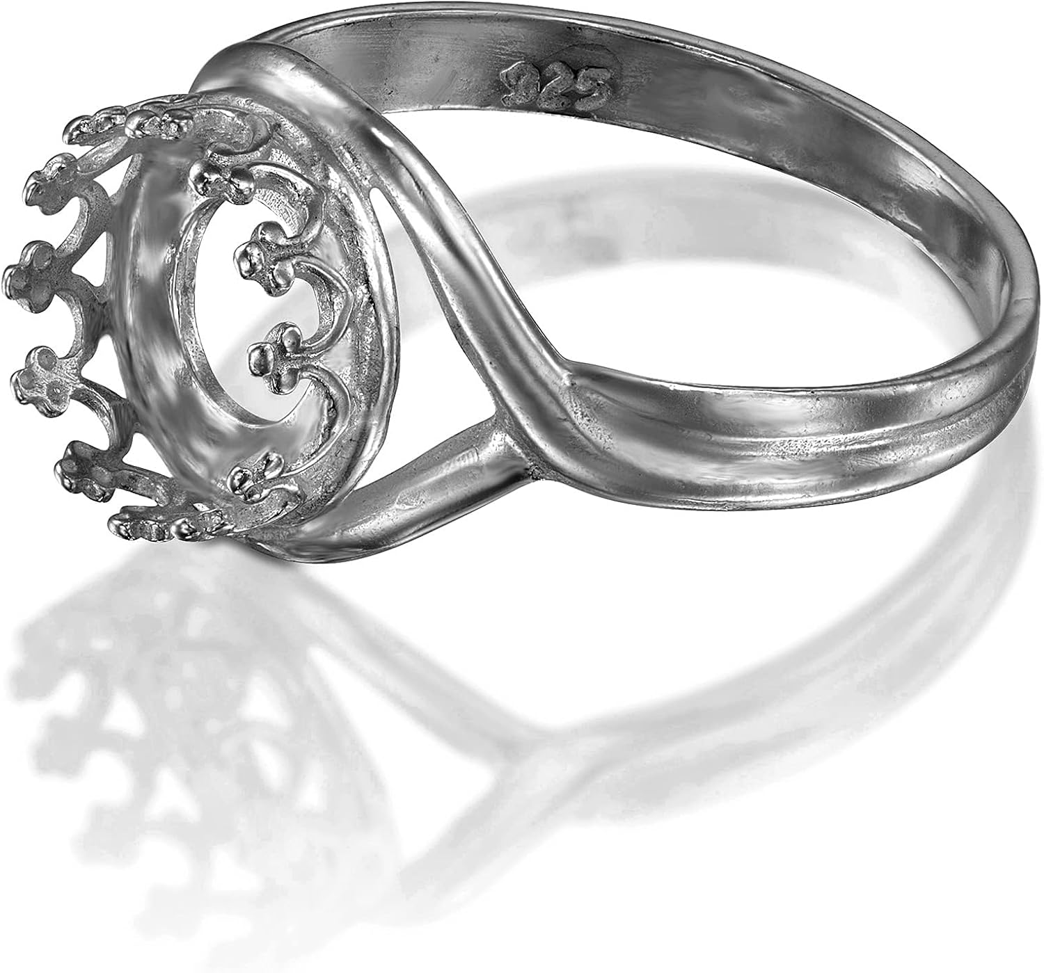 Stera Jewelry 2 Pcs Sterling Silver Ring Setting - 8mm Round Bezel Cup Size 9 - Blank Rings for Jewelry Making