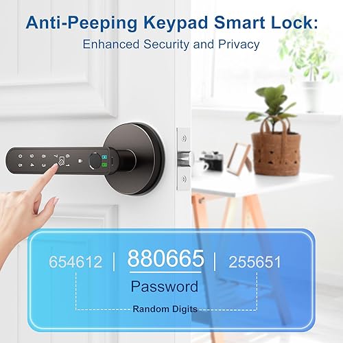 Miniatura 4 de Cerradura de puerta de huellas dactilares, perilla inteligente de puerta con entrada sin llave, cerradura de puerta biométrica con control de Gris