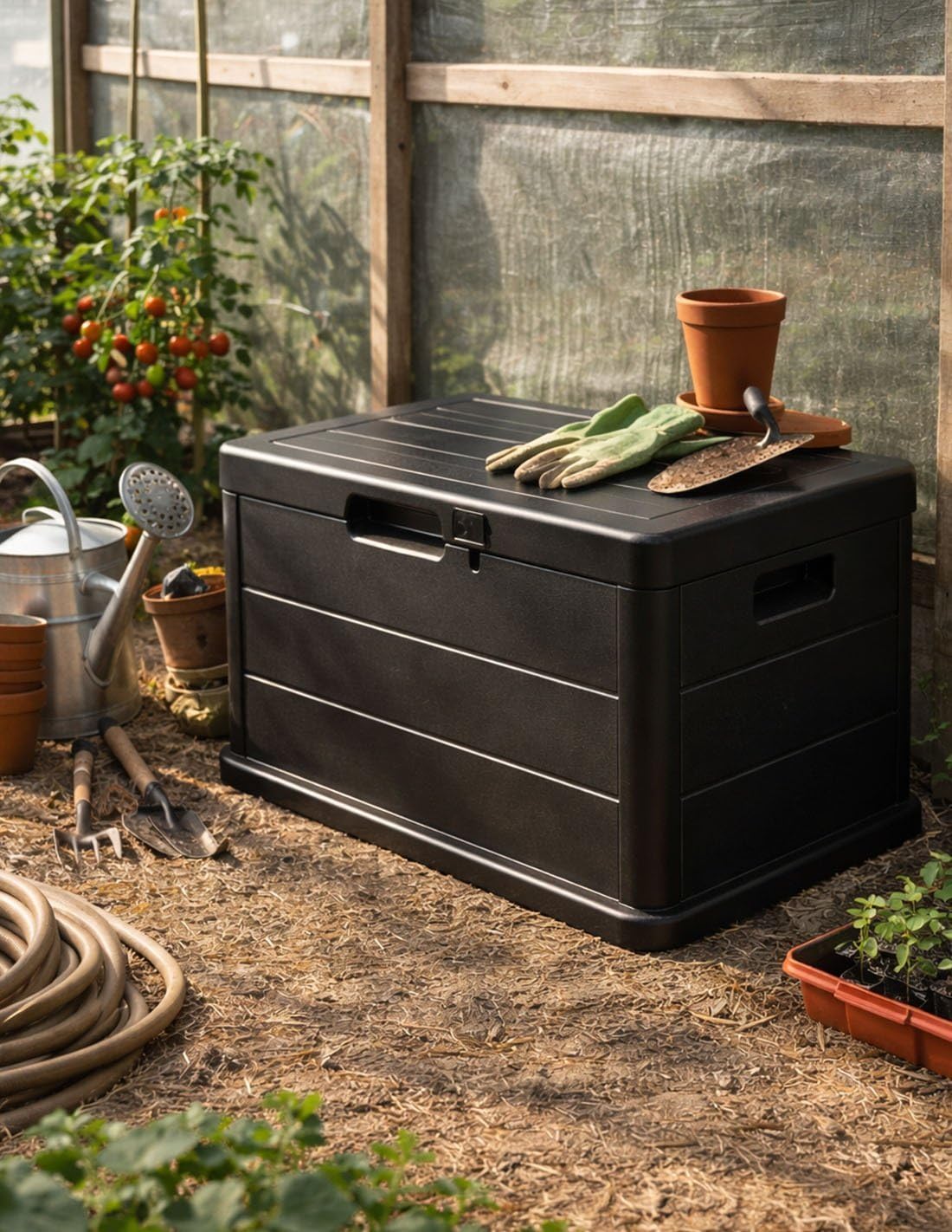 Jardin202 - Baúl Exterior Grande 170L / 340L de Resina para Jardín y Terraza | Arcón de Almacenaje | Impermeable | Resistente UV | Antracita | 170 L — view 7