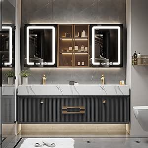 Amazon.com: ZGNBSD Double Bathroom Vanity with Sink - Floating Bathroom ...