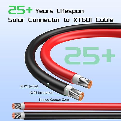 Miniatura 7 de Bateria Power Cable de extensión de carga solar a XT60i, conector solar a XT60, cable adaptador de conexión para panel solar plegable a generador