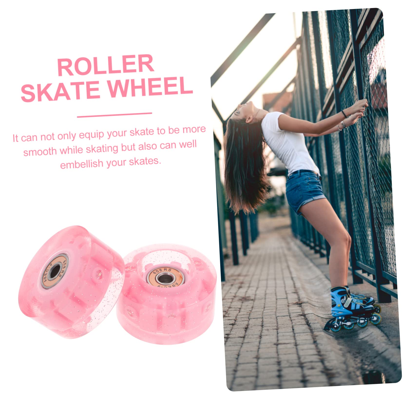 UKCOCO Ruedas De Patín Luces Led Para Patines De Dos, 70 Mm, Plástico Resistente, 8 Unidades Rodamientos Incluidos, Repuestos Para Patinaje En Exteriores y Interiores